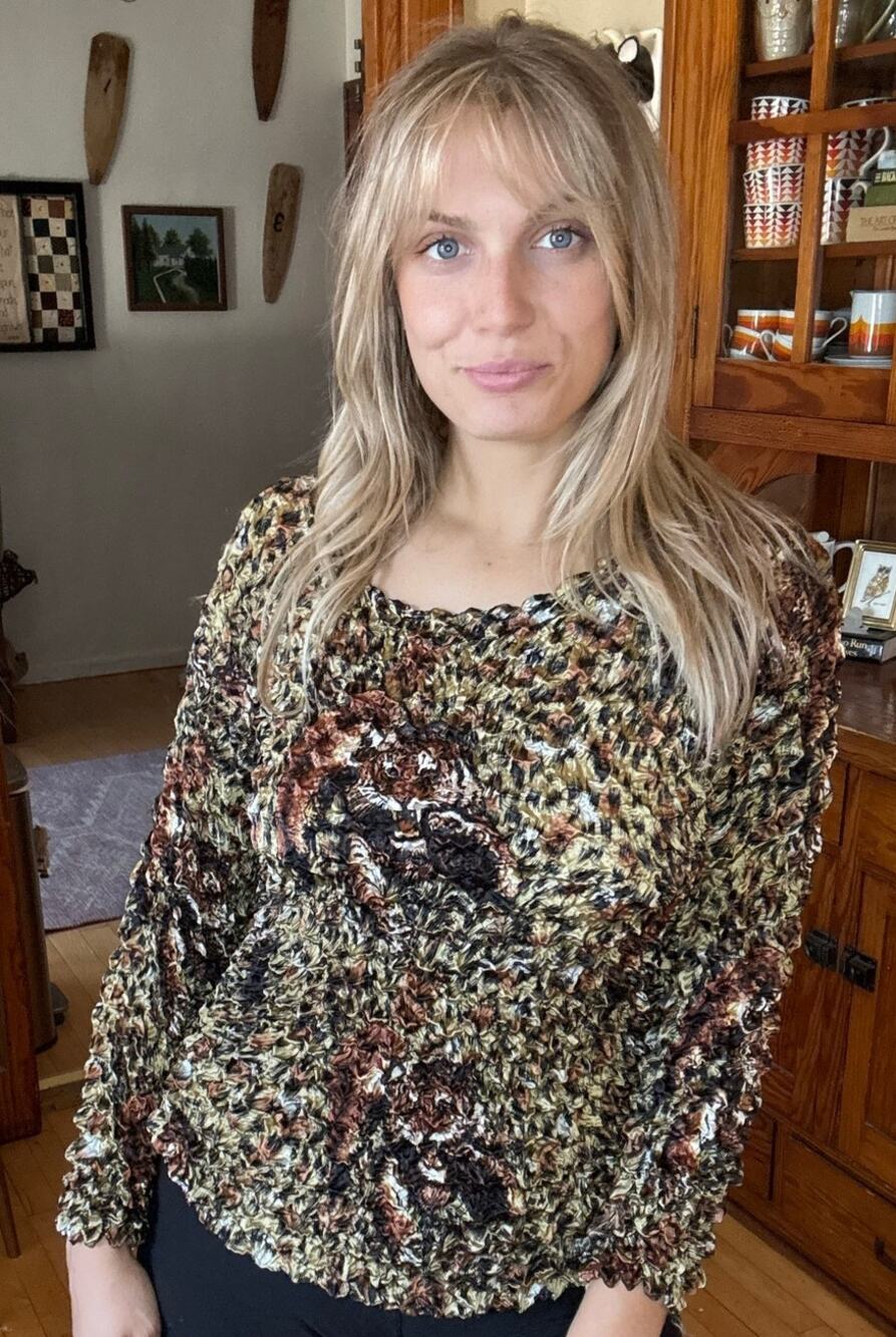 Y2K 90s Leopard Stretchy Blouse Mob Wife Flattering Sopranos Animal Cheetah